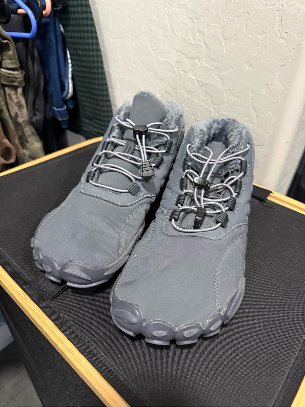 Women’s Gray Fur-Lined Trail Sneakers